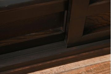 ラフジュ工房オリジナル　明治期　古建具リメイク　引き出し付き　すりガラス　和の趣溢れる佇まいが魅力的なローボード(収納棚、戸棚、テレビ台、テレビボード)(R-044277)