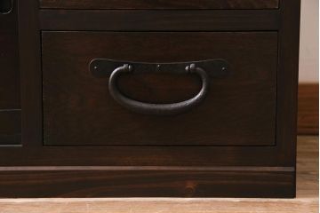 ラフジュ工房オリジナル　明治期　古建具リメイク　引き出し付き　すりガラス　和の趣溢れる佇まいが魅力的なローボード(収納棚、戸棚、テレビ台、テレビボード)(R-044277)
