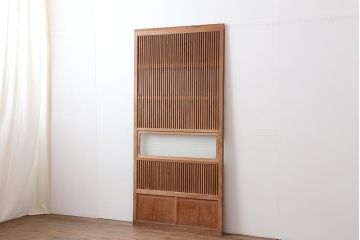 アンティーク建具　和製アンティーク　大正昭和初期　総栗材・腰板ケヤキ材　大珍品!　無双格子戸1枚(引き戸、建具)(R-044280)
