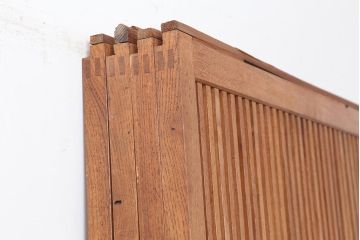 アンティーク建具　和製アンティーク　大正昭和初期　総栗材・腰板ケヤキ材　大珍品!　無双格子戸4枚セット(引き戸、建具)(R-044281)