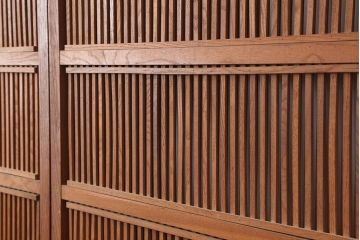 アンティーク建具　和製アンティーク　大正昭和初期　総栗材・腰板ケヤキ材　大珍品!　無双格子戸4枚セット(引き戸、建具)(R-044281)