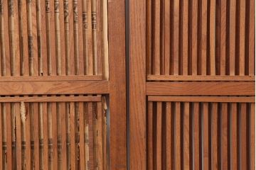 アンティーク建具　和製アンティーク　大正昭和初期　総栗材・腰板ケヤキ材　大珍品!　無双格子戸4枚セット(引き戸、建具)(R-044281)