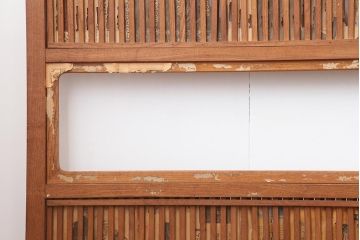 アンティーク建具　和製アンティーク　大正昭和初期　総栗材・腰板ケヤキ材　大珍品!　無双格子戸4枚セット(引き戸、建具)(R-044281)