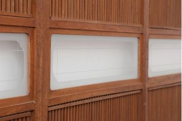 アンティーク建具　和製アンティーク　大正昭和初期　総栗材・腰板ケヤキ材　大珍品!　無双格子戸4枚セット(引き戸、建具)(R-044281)