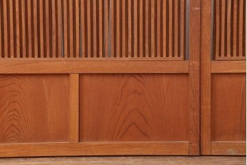 アンティーク建具　和製アンティーク　大正昭和初期　総栗材・腰板ケヤキ材　大珍品!　無双格子戸4枚セット(引き戸、建具)(R-044281)