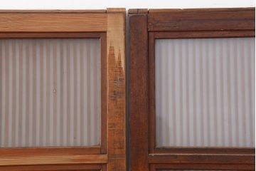 アンティーク建具　昭和中期　腰板ケヤキ材　裏障子付き　和の趣を演出する上手物の格子戸3枚セット(引き戸、障子戸)(R-044282)