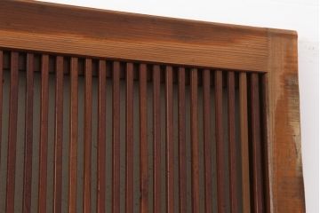 アンティーク建具　昭和中期　腰板ケヤキ材　裏障子付き　和の趣を演出する上手物の格子戸3枚セット(引き戸、障子戸)(R-044282)