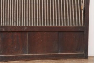 アンティーク建具　和製アンティーク　大正期　裏障子付き　ダイヤガラス　深い色合いが和の雰囲気を高める格子戸3枚セット(帯ガラス戸、引き戸)(R-044283)