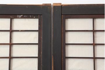 アンティーク建具　和製アンティーク　大正期　裏障子付き　ダイヤガラス　深い色合いが和の雰囲気を高める格子戸3枚セット(帯ガラス戸、引き戸)(R-044283)