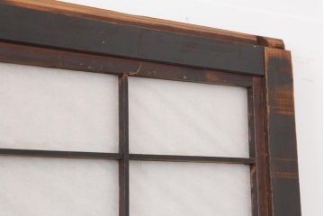 アンティーク建具　和製アンティーク　昭和初期　裏障子付き　ゆらゆらガラス　深い色合いが和の雰囲気を高める格子戸4枚セット(ガラス帯戸、引き戸)(R-044284)