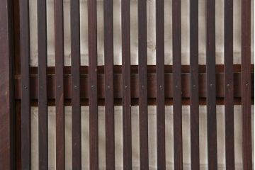 アンティーク建具　和製アンティーク　大正期　裏障子付き　いぶされたような色合いが味わい深い格子戸4枚セット(ガラス帯戸、格子帯戸、引き戸、建具)(R-044285)