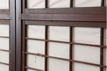 アンティーク建具　和製アンティーク　大正期　裏障子付き　いぶされたような色合いが味わい深い格子戸4枚セット(ガラス帯戸、格子帯戸、引き戸、建具)(R-044285)