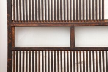 アンティーク建具　和製アンティーク　大正期　裏障子付き　いぶされたような色合いが味わい深い格子戸4枚セット(ガラス帯戸、格子帯戸、引き戸、建具)(R-044286)