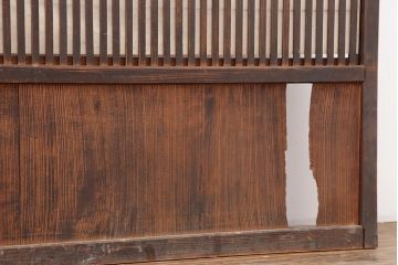 アンティーク建具　和製アンティーク　大正期　裏障子付き　いぶされたような色合いが味わい深い格子戸4枚セット(ガラス帯戸、格子帯戸、引き戸、建具)(R-044286)