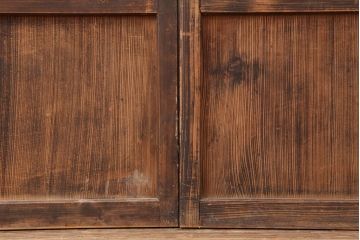 アンティーク建具　和製アンティーク　大正期　裏障子付き　いぶされたような色合いが味わい深い格子戸4枚セット(ガラス帯戸、格子帯戸、引き戸、建具)(R-044286)