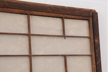 アンティーク建具　和製アンティーク　大正期　裏障子付き　いぶされたような色合いが味わい深い格子戸4枚セット(ガラス帯戸、格子帯戸、引き戸、建具)(R-044286)