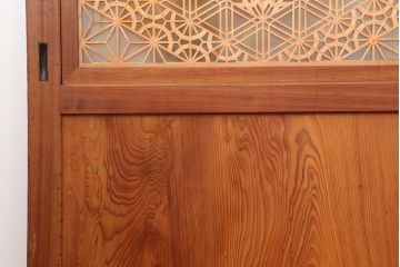 アンティーク建具　和製アンティーク　昭和中期　板部一枚板　美しい組子が目を惹く帯戸4枚セット(ガラス帯戸、組子帯戸、引き戸、建具)(R-044287)