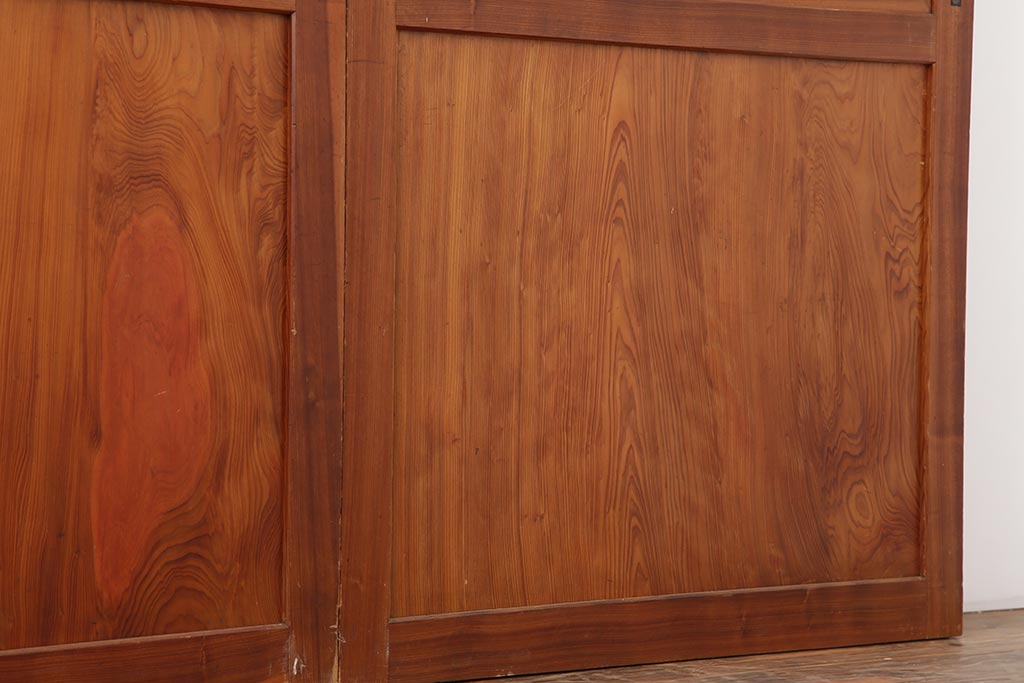 アンティーク建具　和製アンティーク　昭和中期　板部一枚板　美しい組子が目を惹く帯戸4枚セット(ガラス帯戸、組子帯戸、引き戸、建具)(R-044287)