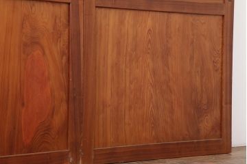 アンティーク建具　和製アンティーク　昭和中期　板部一枚板　美しい組子が目を惹く帯戸4枚セット(ガラス帯戸、組子帯戸、引き戸、建具)(R-044287)