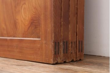 アンティーク建具　和製アンティーク　昭和中期　板部一枚板　美しい組子が目を惹く帯戸4枚セット(ガラス帯戸、組子帯戸、引き戸、建具)(R-044287)