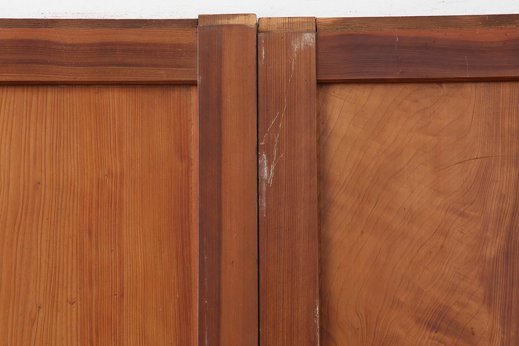 アンティーク建具　和製アンティーク　昭和中期　板部一枚板　美しい組子が目を惹く帯戸4枚セット(ガラス帯戸、組子帯戸、引き戸、建具)(R-044287)