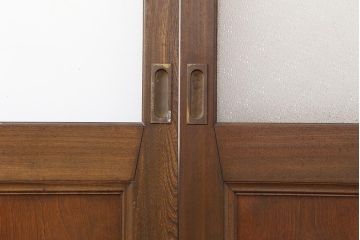 レトロ建具　昭和レトロ　タモ材　高級品!和洋どちらにも合わせやすいガラス戸4枚セット(引き戸、建具)(R-044288)