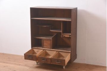 アンティーク家具　大正期　懐かしい雰囲気漂う茶箪笥(茶棚、収納棚、飾り棚)(R-044291)