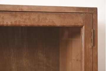 アンティーク家具　昭和初期　ナラ材　使い勝手の良いシンプルな収納棚(本箱、食器棚、キャビネット)(R-044301)