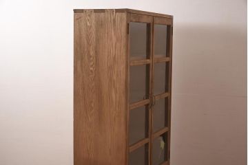 アンティーク家具　昭和初期　ナラ材　使い勝手の良いシンプルな収納棚(本箱、食器棚、キャビネット)(R-044301)