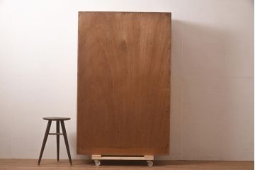アンティーク家具　昭和初期　ナラ材　使い勝手の良いシンプルな収納棚(本箱、食器棚、キャビネット)(R-044301)