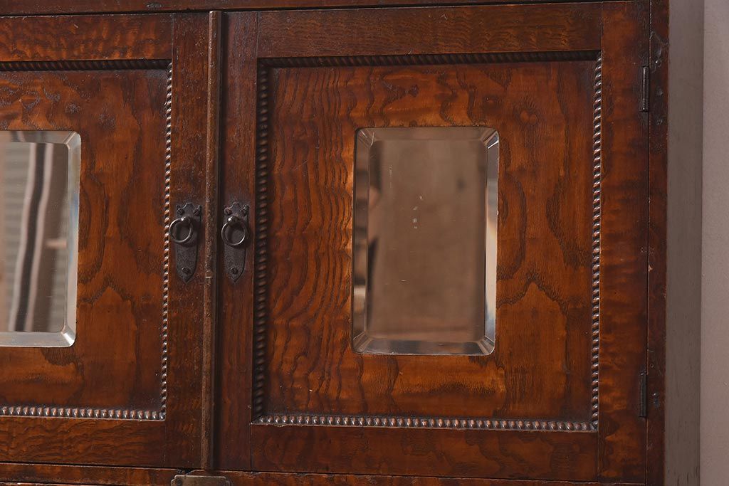 アンティーク家具　大正昭和初期　タモ材　和洋どちらの空間にも馴染むライティングビューロー(机、在宅ワーク、在宅用デスク、簿記机)(R-044304)