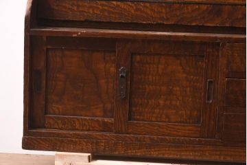 アンティーク家具　大正昭和初期　タモ材　和洋どちらの空間にも馴染むライティングビューロー(机、在宅ワーク、在宅用デスク、簿記机)(R-044304)