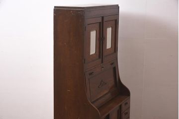 アンティーク家具　大正昭和初期　タモ材　和洋どちらの空間にも馴染むライティングビューロー(机、在宅ワーク、在宅用デスク、簿記机)(R-044304)