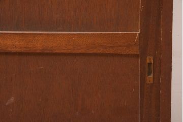 アンティーク家具　昭和中期　銀モールガラス入り　大型サイズのレトロな重ね戸棚(収納棚、食器棚、キャビネット)(R-044307)