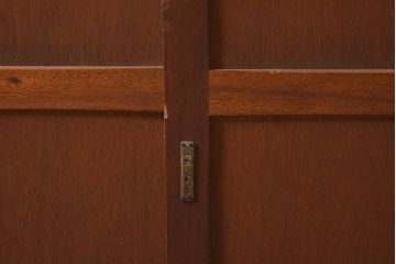 アンティーク家具　昭和中期　銀モールガラス入り　大型サイズのレトロな重ね戸棚(収納棚、食器棚、キャビネット)(R-044307)
