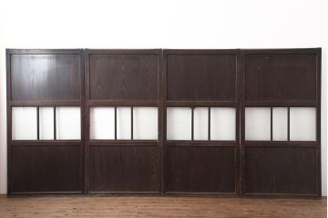 アンティーク建具　和製アンティーク　明治大正期　和の趣たっぷりの帯戸4枚セット(ガラス帯戸、引き戸、建具)(R-044309)