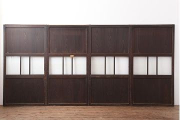 アンティーク建具　和製アンティーク　明治大正期　和の趣たっぷりの帯戸4枚セット(ガラス帯戸、引き戸、建具)(R-044309)