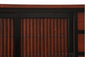 ラフジュ工房オリジナル　古建具リメイク　粋なコントラストが目を引く引き出し付きローボード(収納棚、戸棚、テレビ台、テレビボード)(R-044312)