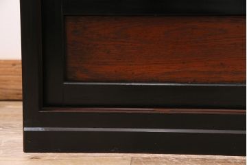 ラフジュ工房オリジナル　古建具リメイク　粋なコントラストが目を引く引き出し付きローボード(収納棚、戸棚、テレビ台、テレビボード)(R-044312)