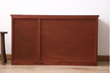 ラフジュ工房オリジナル　古建具リメイク　粋なコントラストが目を引く引き出し付きローボード(収納棚、戸棚、テレビ台、テレビボード)(R-044312)