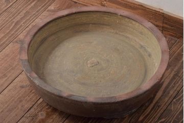 古い備前焼水盤(植木鉢、茶道具、朱泥)(R-044317)