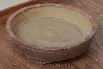 古い備前焼水盤(植木鉢、茶道具、朱泥)(R-044317)