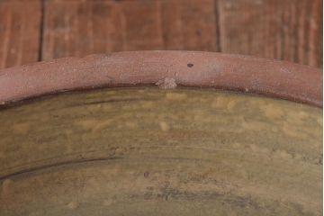 古い備前焼水盤(植木鉢、茶道具、朱泥)(R-044317)