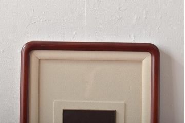 友雄造　彫金銅板　柿実詩図　額装(彫金家、作家物)(R-044318)