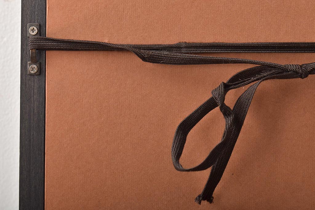 友雄造　彫金銅板　柿実詩図　額装(彫金家、作家物)(R-044318)