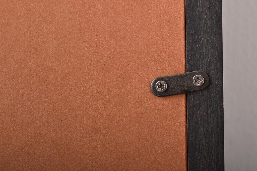 友雄造　彫金銅板　柿実詩図　額装(彫金家、作家物)(R-044318)