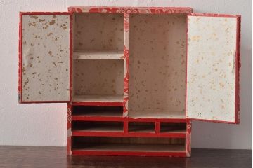 アンティーク　昭和初期　ミニチュア古布箪笥(ちりめん雛道具人形)(R-044320)