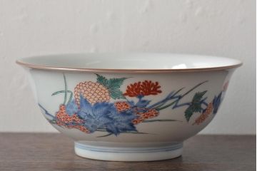 戦前　オールド香蘭社　花蝶図　深鉢(深皿)(R-044323)