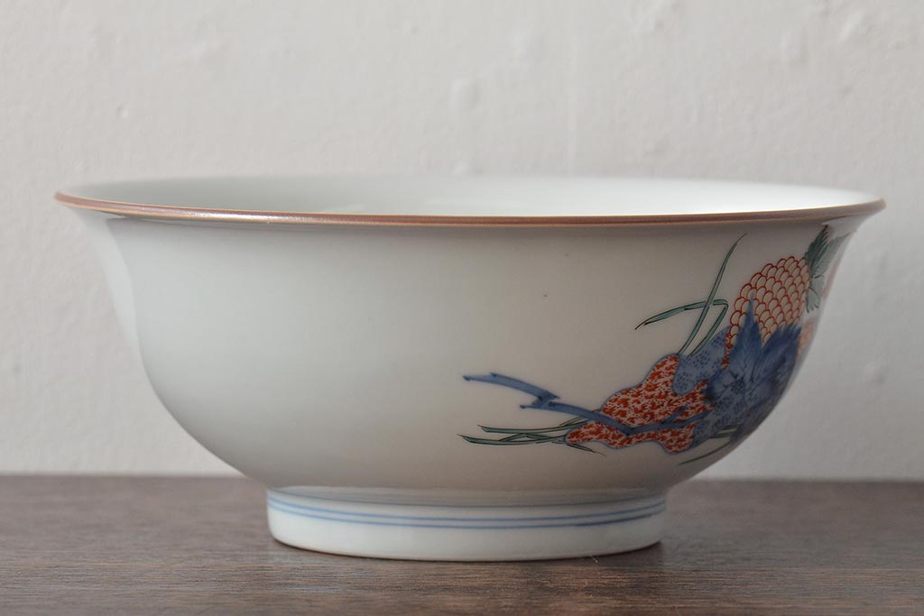 戦前　オールド香蘭社　花蝶図　深鉢(深皿)(R-044323)