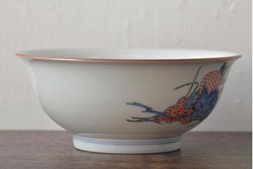 戦前　オールド香蘭社　花蝶図　深鉢(深皿)(R-044323)